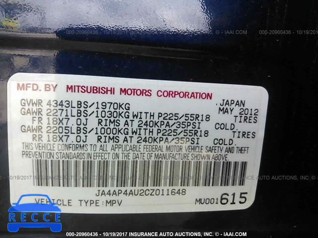 2012 Mitsubishi Outlander Sport JA4AP4AU2CZ011648 image 8