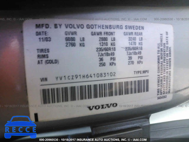 2004 Volvo XC90 YV1CZ91H641083102 image 8