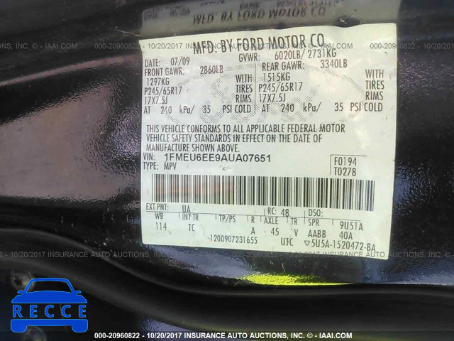 2010 Ford Explorer 1FMEU6EE9AUA07651 image 8