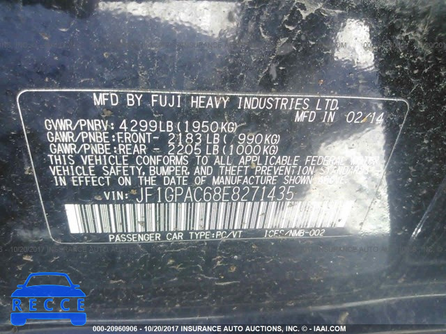 2014 Subaru Impreza PREMIUM JF1GPAC68E8271435 зображення 8