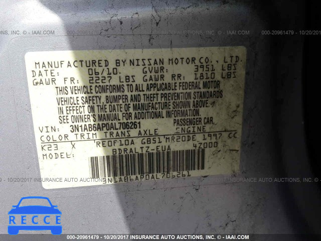 2010 Nissan Sentra 3N1AB6AP0AL706261 image 8