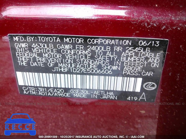 2014 LEXUS IS 250 JTHBF1D27E5006606 image 8