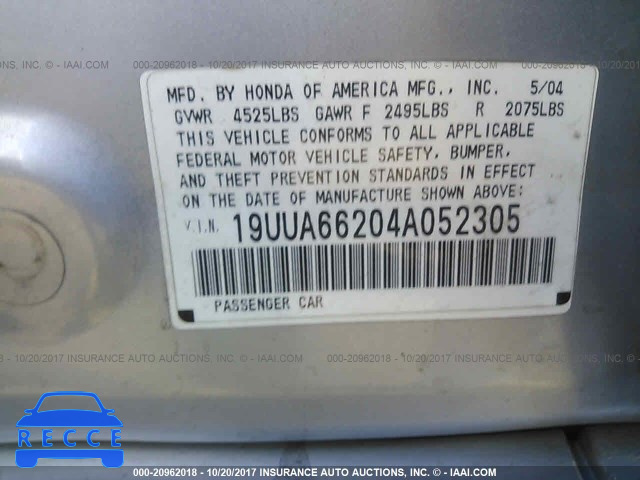 2004 Acura TL 19UUA66204A052305 image 8