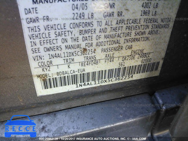 2005 Nissan Altima 1N4AL11DX5C362254 image 8