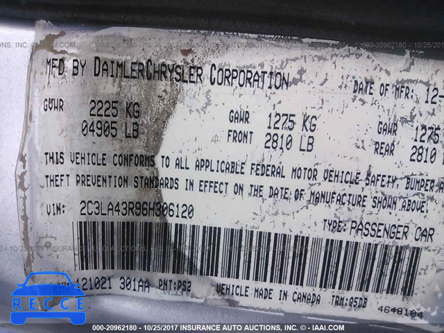 2006 Chrysler 300 2C3LA43R96H306120 image 8