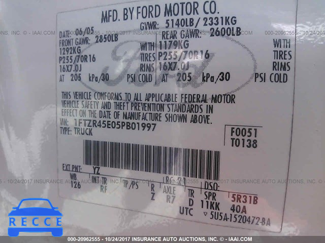 2005 Ford Ranger SUPER CAB 1FTZR45E05PB01997 image 8