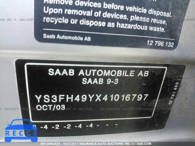 2004 Saab 9-3 AERO YS3FH49YX41016797 image 8