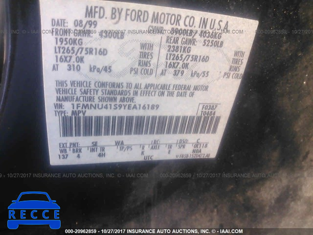 2000 Ford Excursion 1FMNU41S9YEA16189 image 8