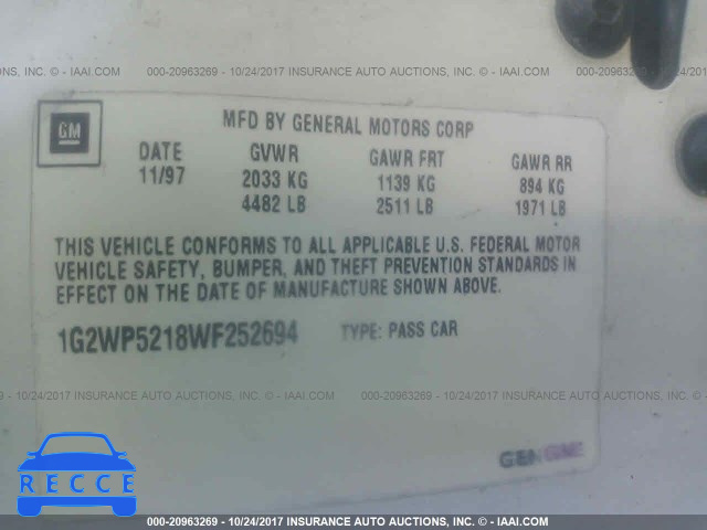 1998 Pontiac Grand Prix 1G2WP5218WF252694 image 8