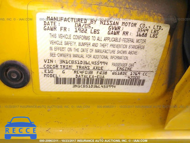 2006 Nissan Sentra 3N1CB51D36L455994 image 8