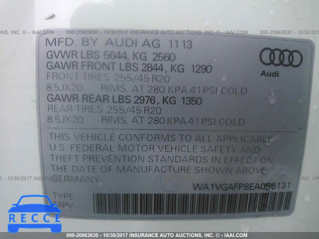 2014 Audi SQ5 WA1VGAFP8EA056131 зображення 8