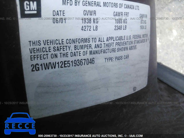 2001 Chevrolet Monte Carlo LS 2G1WW12E519367046 image 8