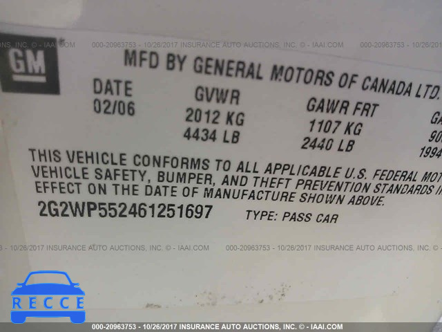 2006 Pontiac Grand Prix 2G2WP552461251697 image 8