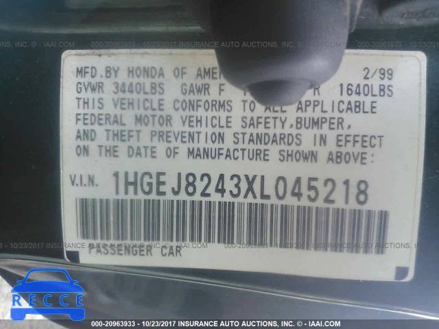 1999 Honda Civic 1HGEJ8243XL045218 image 8