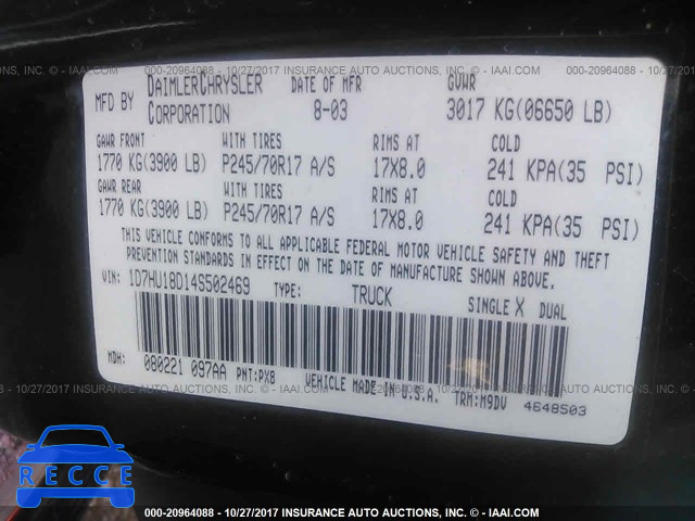 2004 Dodge RAM 1500 1D7HU18D14S502469 image 8