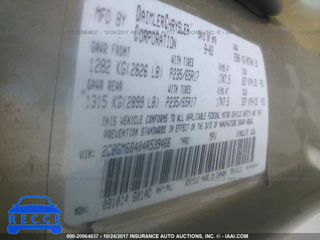 2004 Chrysler Pacifica 2C8GM68404R539466 image 8