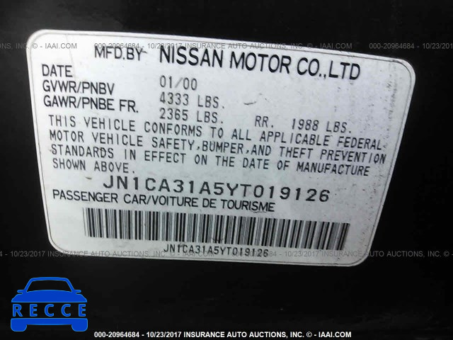 2000 Nissan Maxima JN1CA31A5YT019126 Bild 8