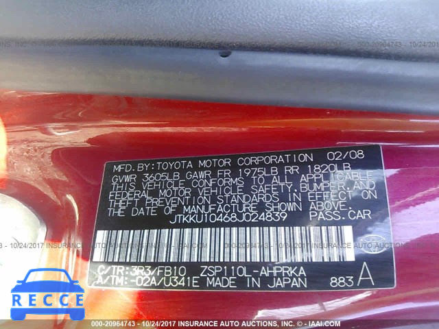 2008 Scion XD JTKKU10468J024839 Bild 8