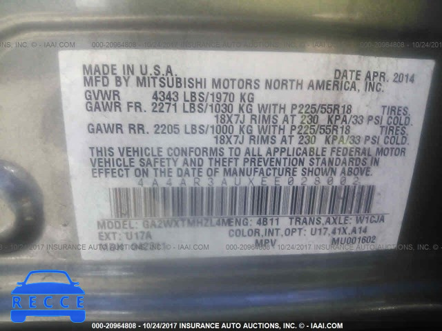 2014 Mitsubishi Outlander Sport ES 4A4AR3AUXEE028002 image 8