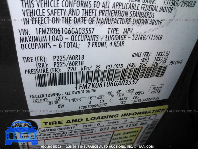 2006 Ford Freestyle LIMITED 1FMZK06106GA03557 image 8