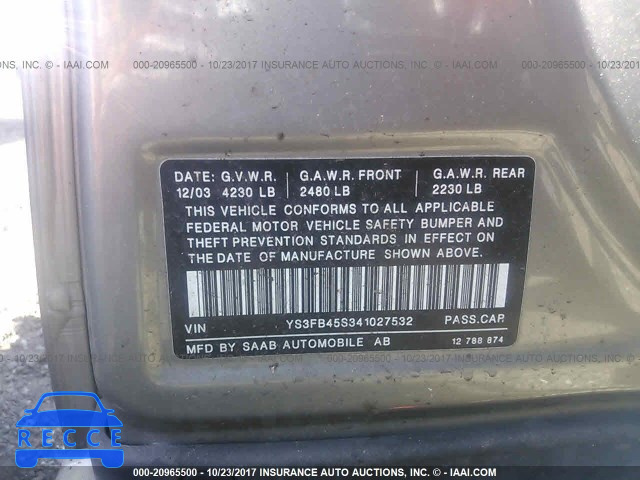 2004 Saab 9-3 LINEAR YS3FB45S341027532 Bild 8