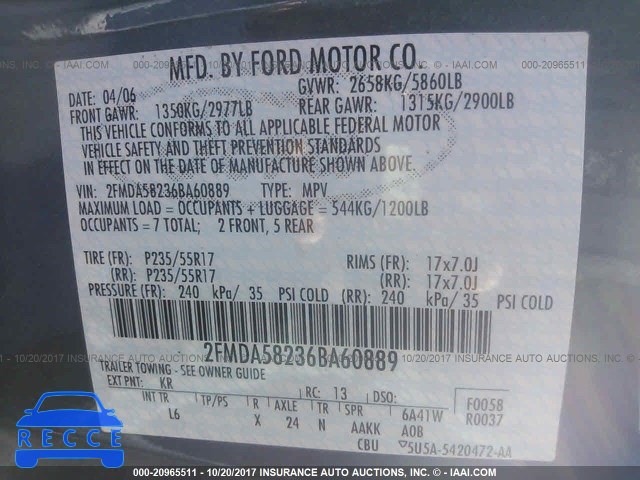 2006 Ford Freestar 2FMDA58236BA60889 image 8