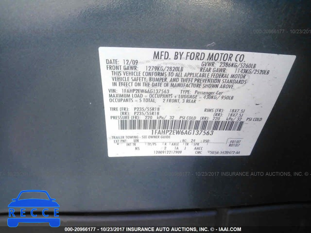 2010 Ford Taurus SEL 1FAHP2EW6AG137563 image 8