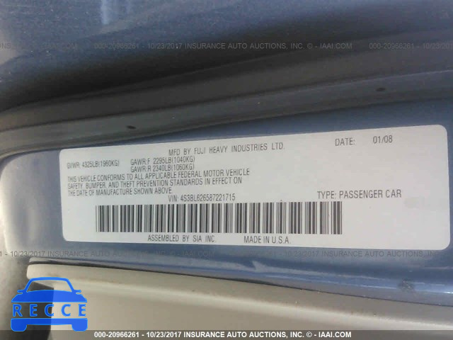 2008 Subaru Legacy 4S3BL626587221715 image 8