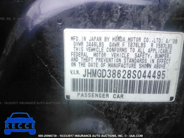 2008 Honda FIT JHMGD38628S044495 image 8