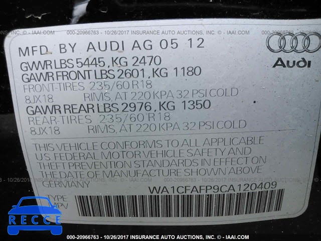 2012 Audi Q5 WA1CFAFP9CA120409 image 8