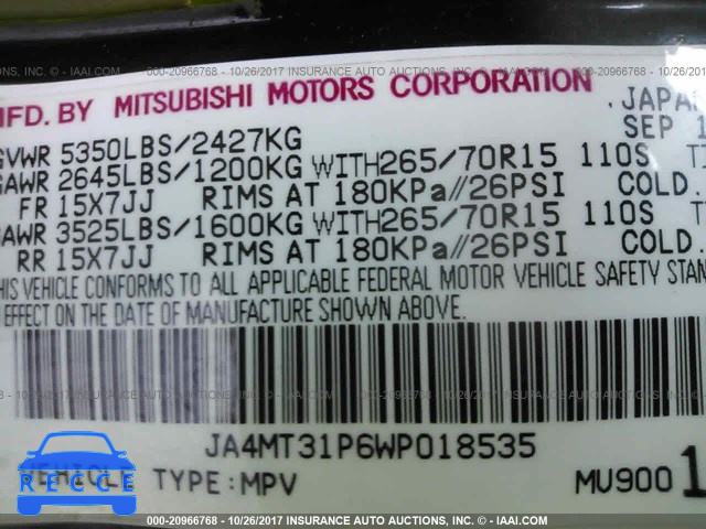 1998 Mitsubishi Montero JA4MT31P6WP018535 зображення 8