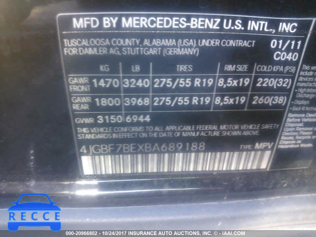 2011 Mercedes-benz GL 450 4MATIC 4JGBF7BEXBA689188 image 8