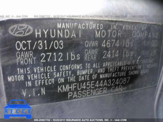 2004 Hyundai XG 350 KMHFU45E44A324087 image 8