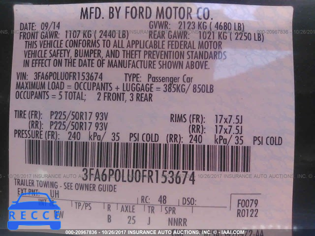 2015 Ford Fusion 3FA6P0LU0FR153674 image 8