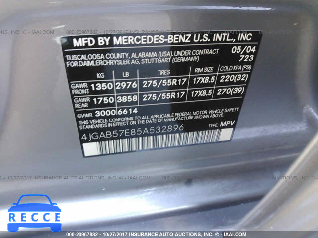 2005 MERCEDES-BENZ ML 350 4JGAB57E85A532896 image 8