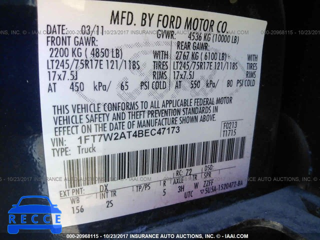 2011 Ford F250 SUPER DUTY 1FT7W2AT4BEC47173 Bild 8