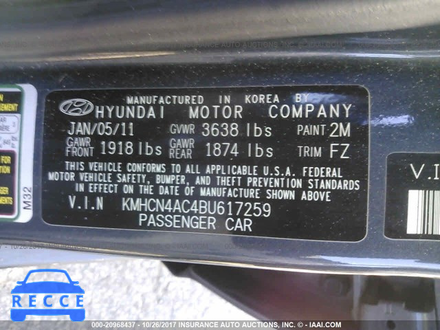 2011 HYUNDAI ACCENT GLS KMHCN4AC4BU617259 image 8