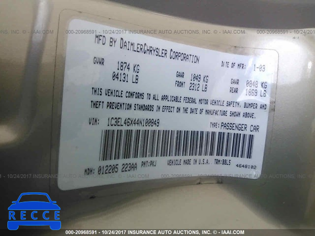 2004 Chrysler Sebring 1C3EL46X44N100849 image 8