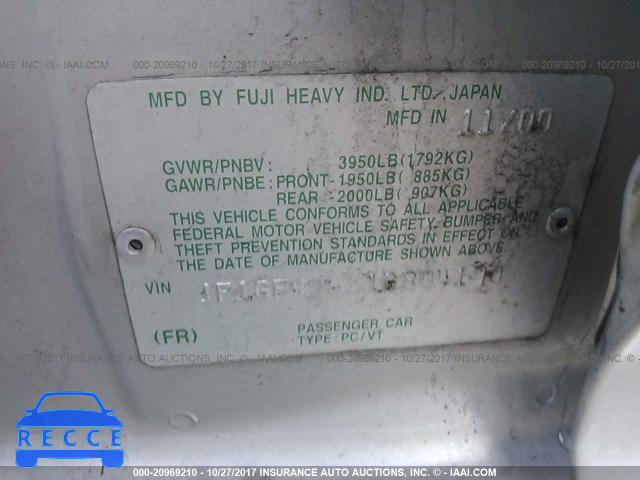 2001 Subaru Impreza L JF1GF43581G804170 image 8