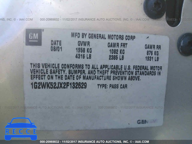 2002 Pontiac Grand Prix SE 1G2WK52JX2F132629 Bild 8
