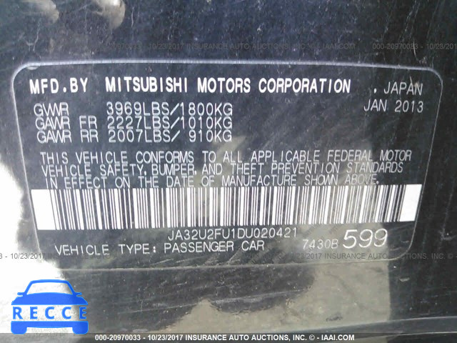 2013 Mitsubishi Lancer ES/ES SPORT JA32U2FU1DU020421 image 8