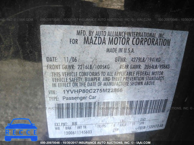 2007 Mazda 6 1YVHP80C275M22866 image 8