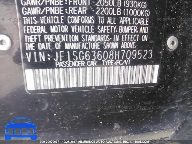 2008 Subaru Forester 2.5X JF1SG63608H709523 image 8