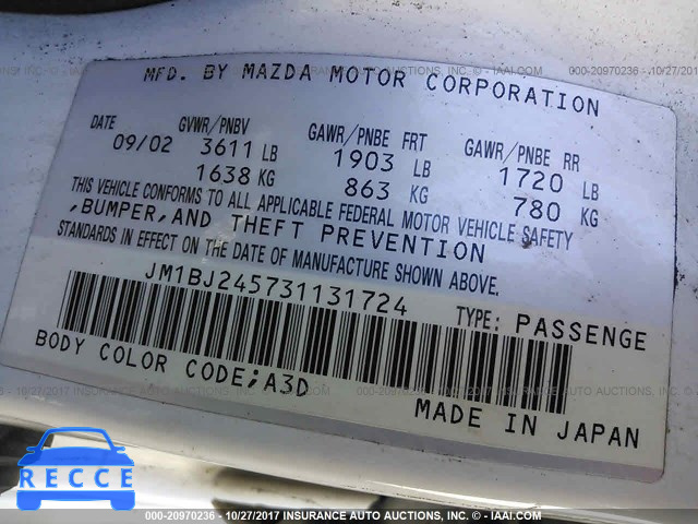 2003 Mazda Protege PR5 JM1BJ245731131724 зображення 8