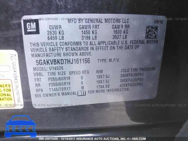 2017 BUICK ENCLAVE 5GAKVBKD7HJ161166 image 8