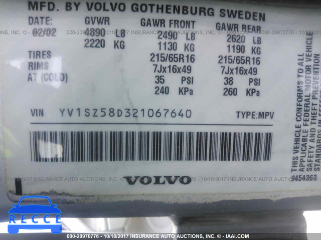 2002 Volvo V70 XC YV1SZ58D321067640 image 8