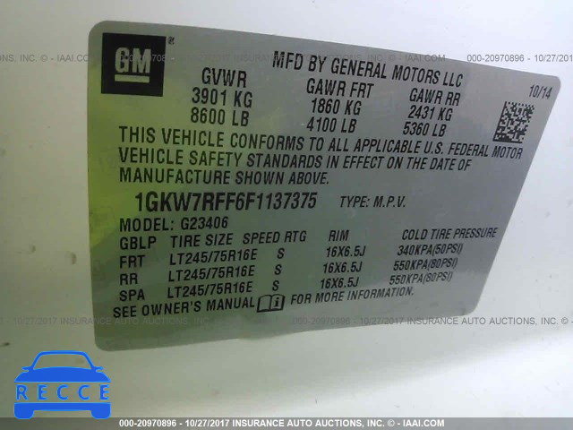 2015 GMC Savana 1GKW7RFF6F1137375 image 8