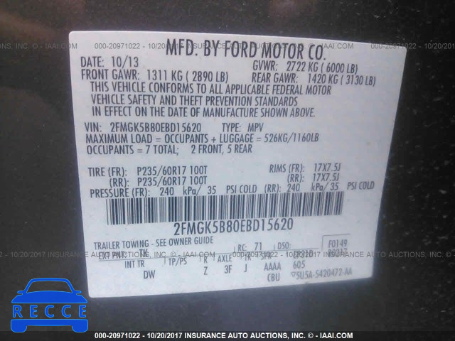 2014 Ford Flex SE 2FMGK5B80EBD15620 image 8