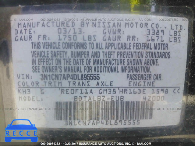 2013 Nissan Versa 3N1CN7AP4DL895555 image 8