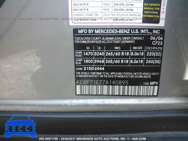 2007 Mercedes-benz GL 4JGBF71E77A140895 зображення 8